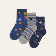 3pk Kids Cotton Stars Ankle Socks