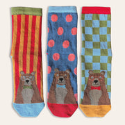 3pk Kids Cotton Bear Ankle Socks