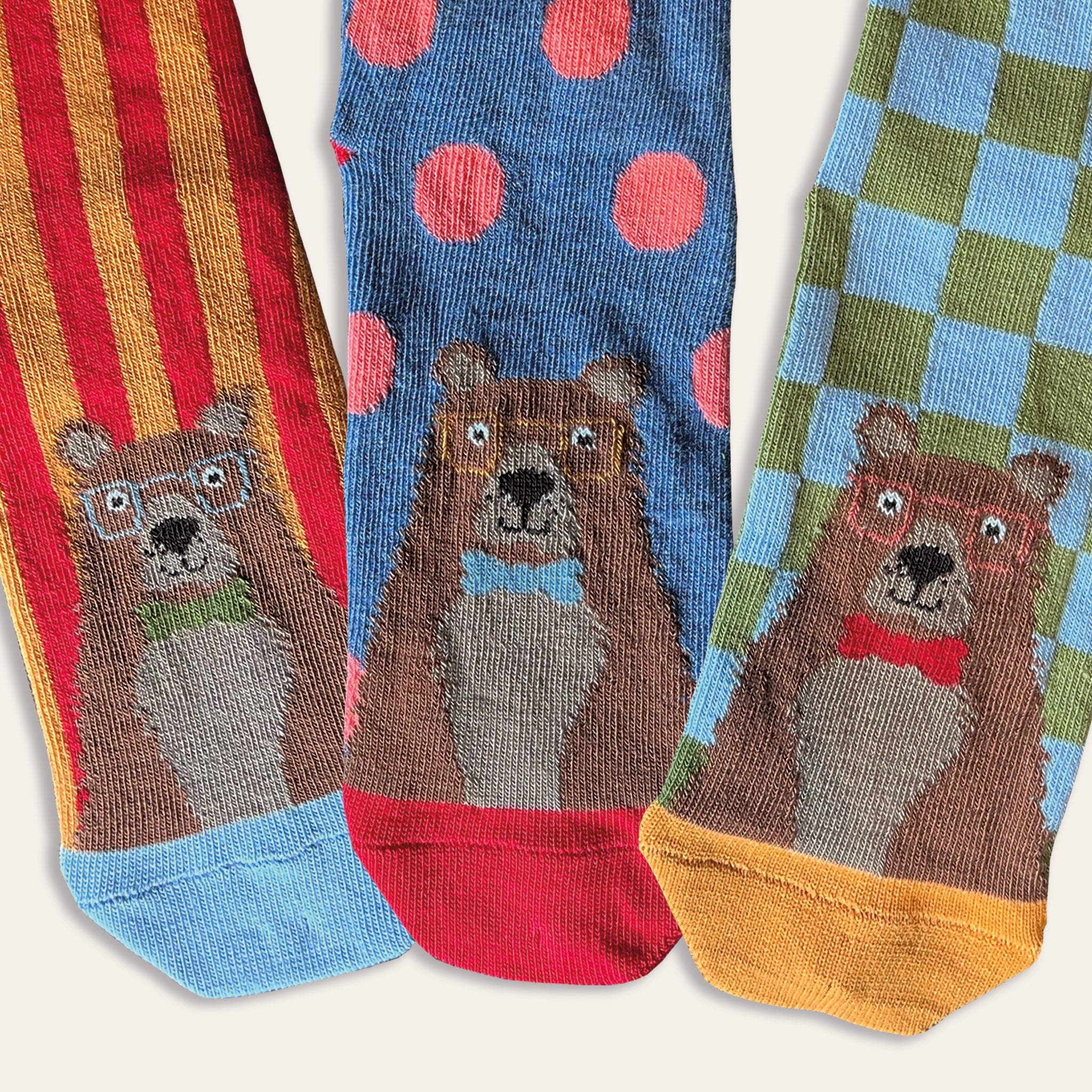 3pk Kids Cotton Bear Ankle Socks