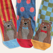3pk Kids Cotton Bear Ankle Socks