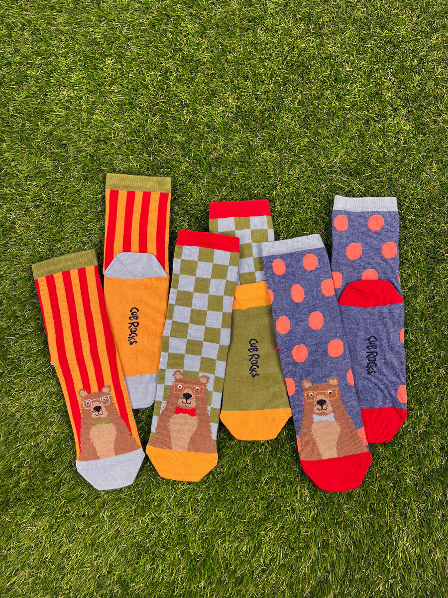 3pk Kids Cotton Bear Ankle Socks