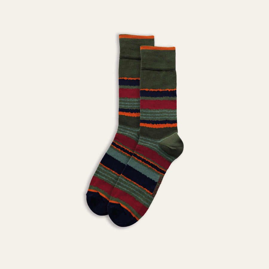 1pk Mens Cotton Orange Stripe Ankle Socks UK Size 6 - 11
