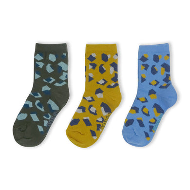 3 Pack Camo Kids Sustainable Cotton Fashion Ankle Socks for Boys and Girls