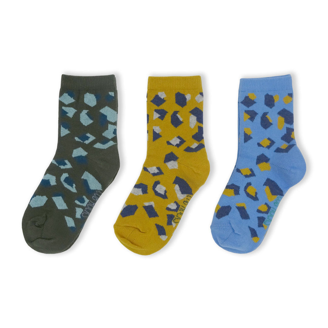 3 Pack Camo Kids Sustainable Cotton Fashion Ankle Socks for Boys and Girls