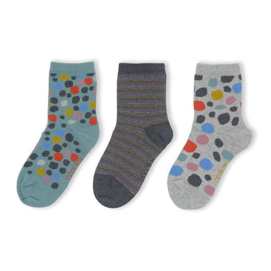 3 Pack Spots Kids Sustainable Cotton Fashion Ankle Socks for Boys and Girls