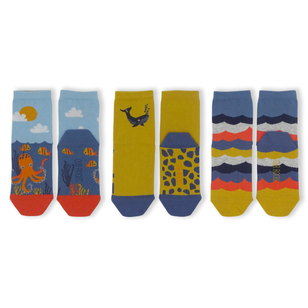 3 Pack Ocean Kids Sustainable Cotton Fashion Socks for Boys and Girls